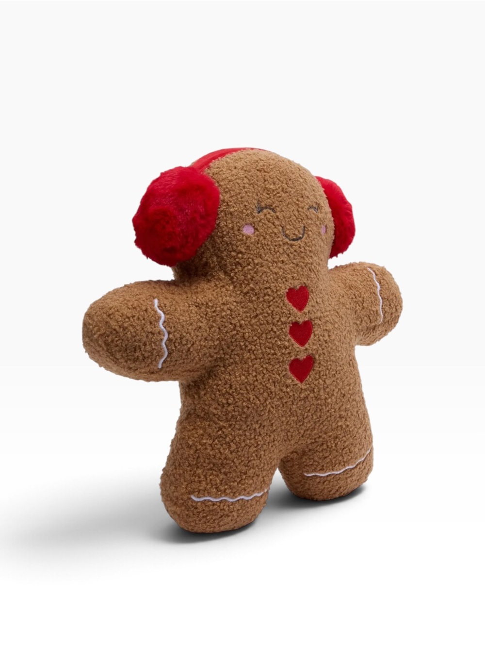 Gingerbread Girl Plush Ear Muffs Holiday Decor Pillow